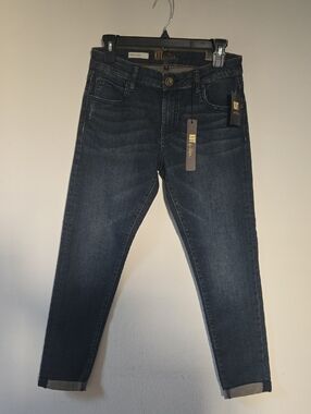 Kut Kathy Boyfriend Dark Denim Jeans Folded End Pants Size 2